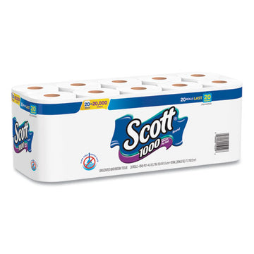 Scott® 1000 Bathroom Tissue, Septic Safe, 1-ply, White, 1000 Sheet-roll, 20-pack freeshipping - TVN Wholesale